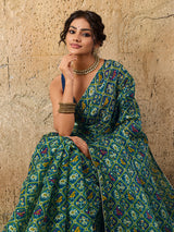 Kota Doria Saree in green colour under 500