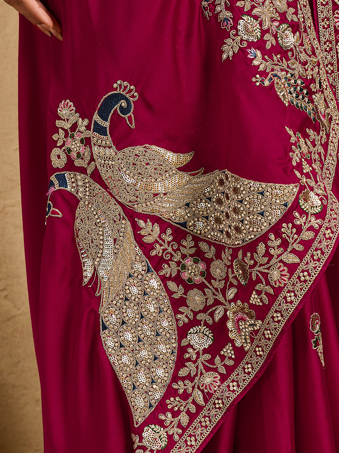 Buy Gaji Silk Saree with Heavy Embroidery Work Kcpc