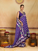 KcPc Premium Upada Silk Leheriya Saree with Zari WeavingPSP