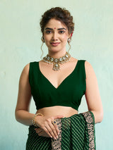 KcPc New Beautiful Georgette Leheriya Style With Embroidery Border Work Saree STL