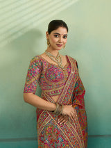 Buy Silk Printed Saree with Zari Work Kcpc