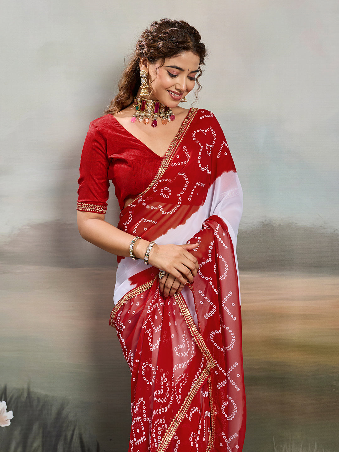 Buy New Festive Faag Style Saree with Elegant Border Work Kcpc image 3