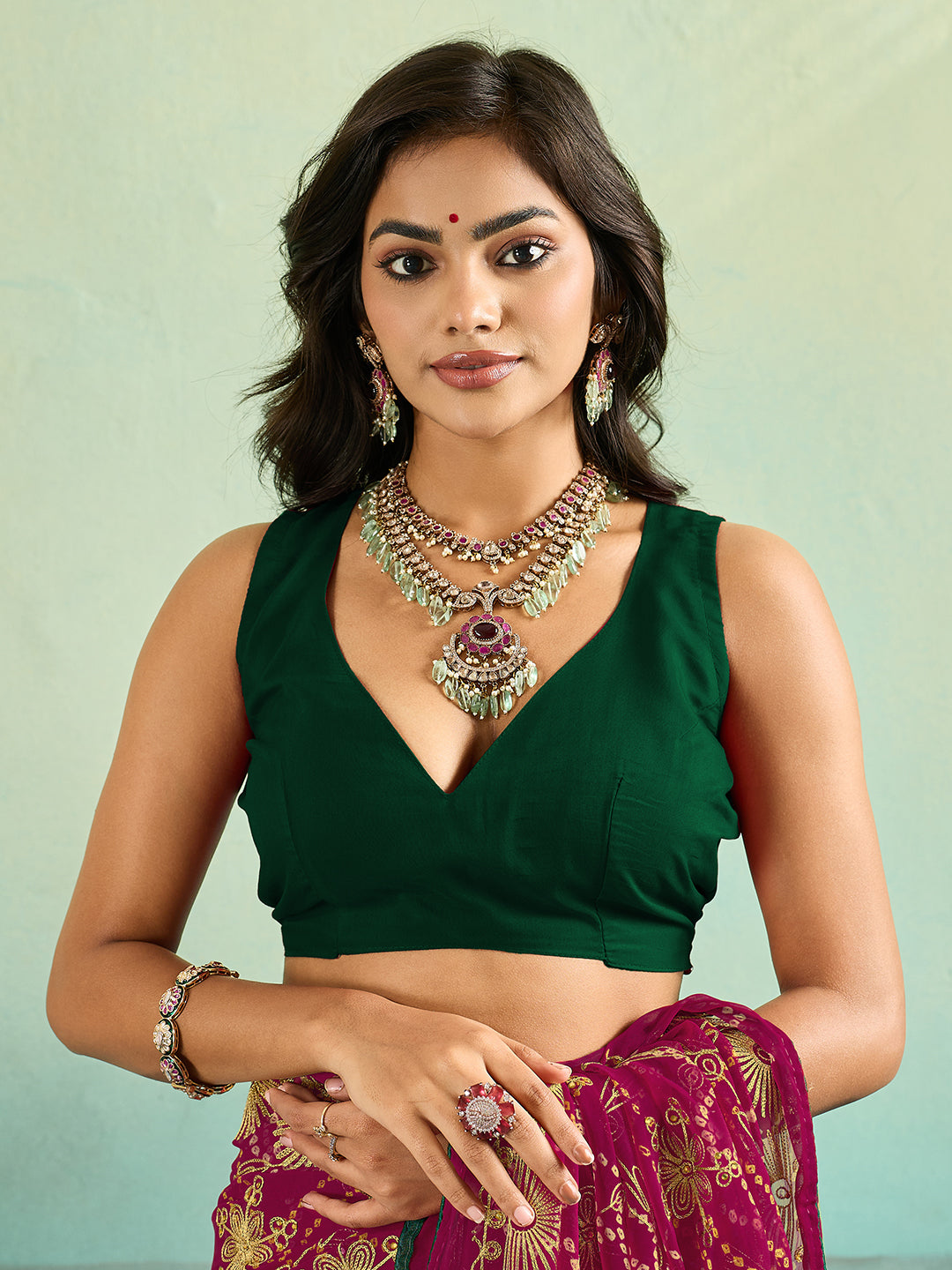 KcPc Designer Rajwari Style Chiffon Saree with Aari EmbellishmentSNI