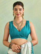 KcPc New Creap Silk Ajrakh Style With Stone Work Saree STR