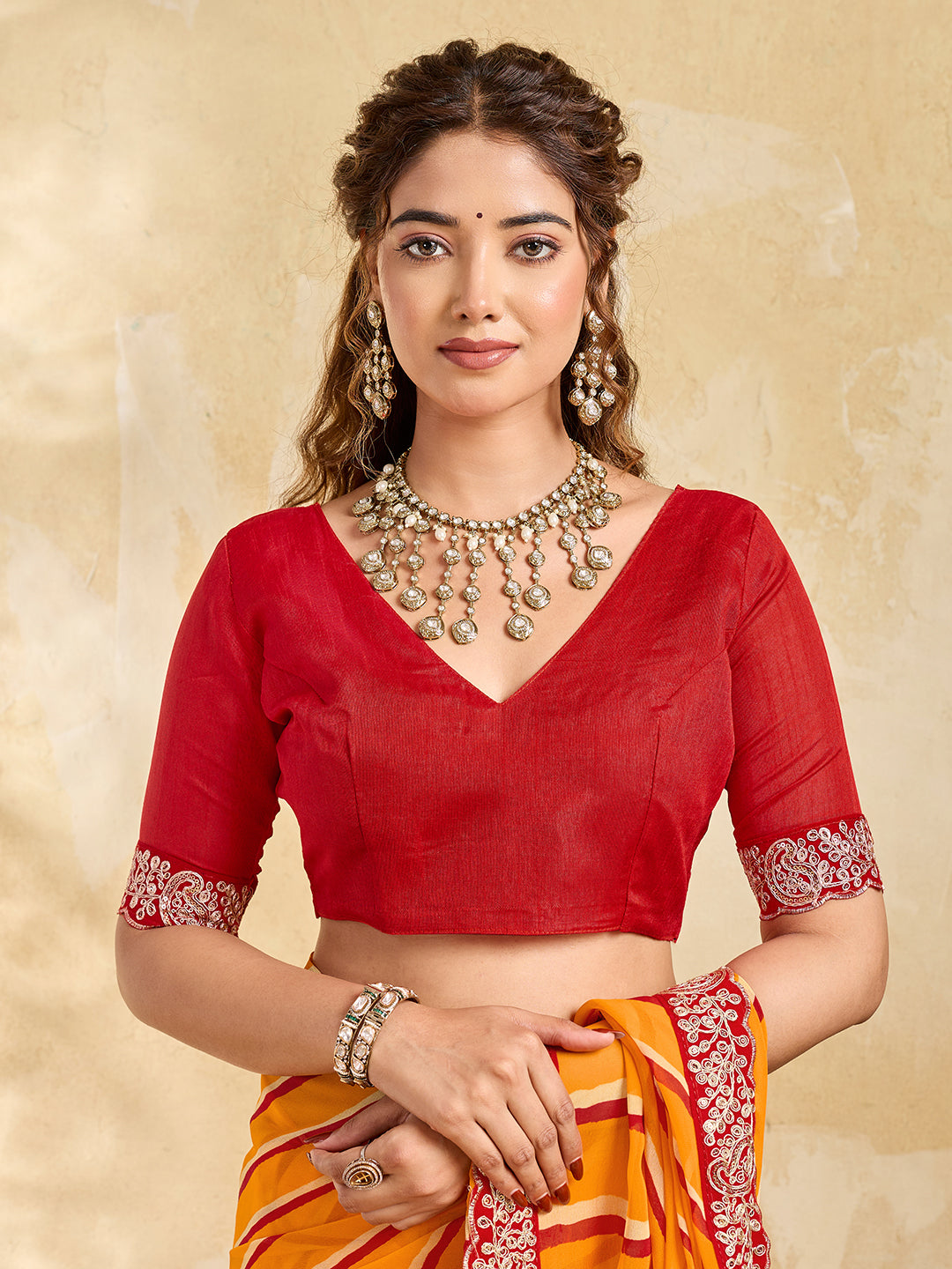 By New Beautiful Chiffon Leheriya Style With Embroidery Border Work Saree