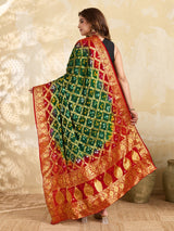 KcPc Jacquard Silk Bandhani Dupatta with Handmade Work