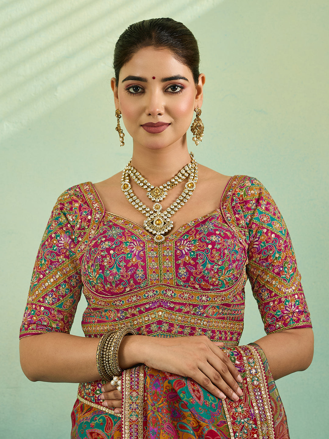 Buy Silk Printed Saree with Zari Work Kcpc