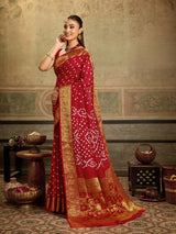 KcPc New Elegant Bandhani Charm Viscose Silk Saree with Zari Weaving Border RAJ