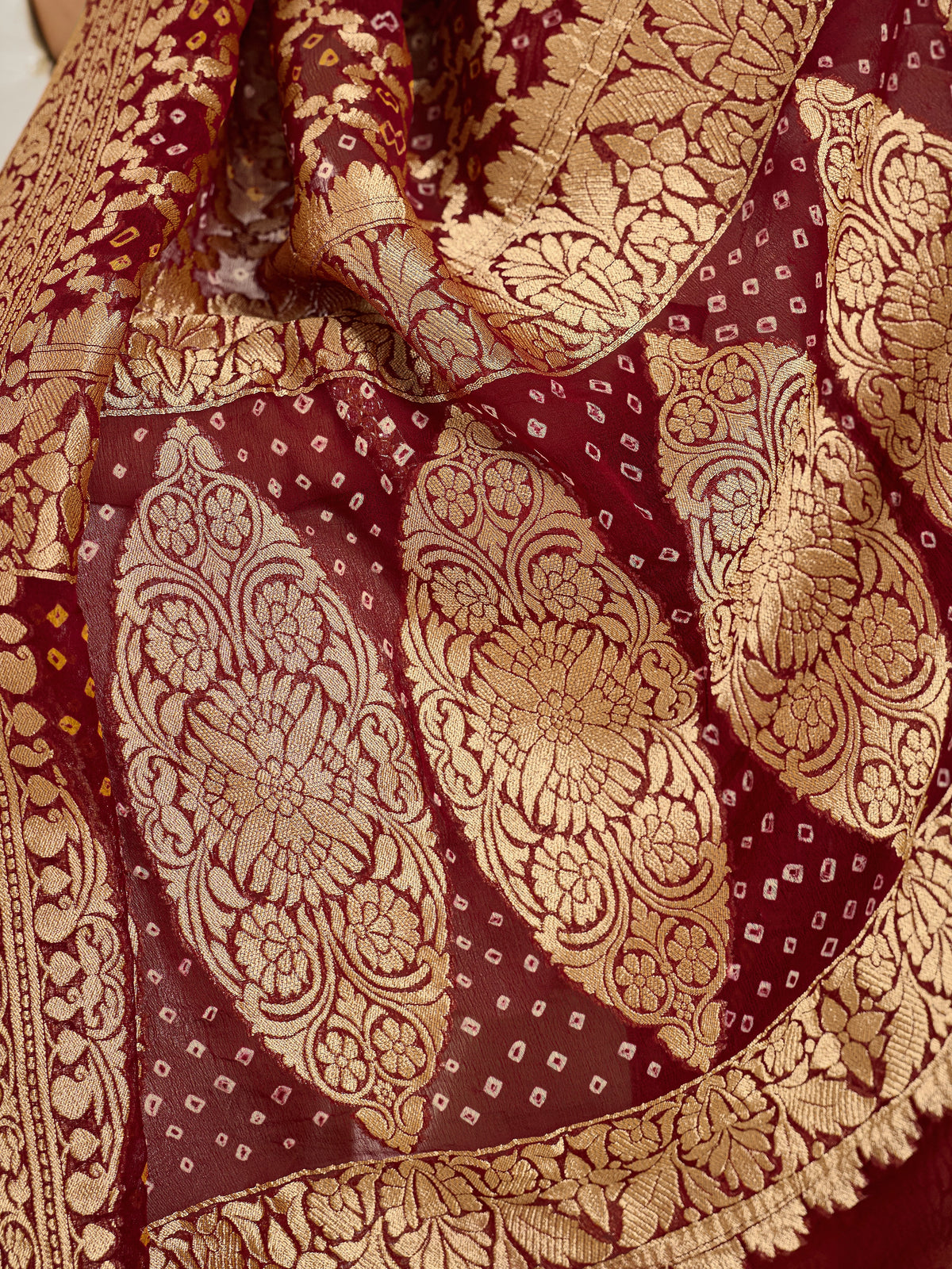 New Launch Pure Khaddi Georgette Upada Neemzari Bandhej Dupatta 6