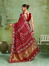 KcPc Special Bridal Gaji Silk Handmade Bandhej Saree With Gota Patti WorkSAM