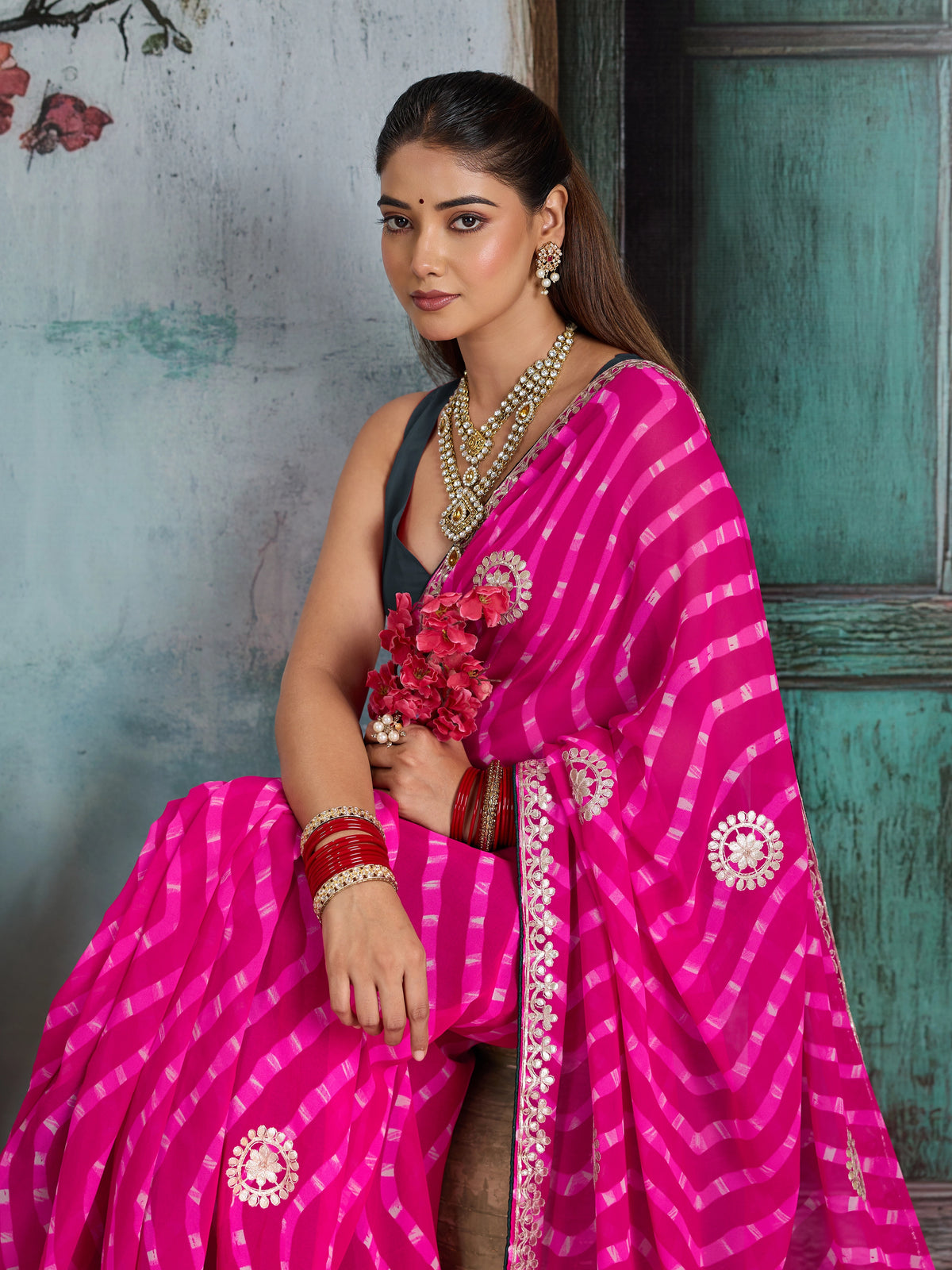 KcPc Georgette Sarees with Gota Patti WorkPDM