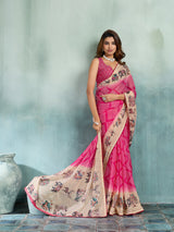 KcPc Premium Georgette Kalamkari Saree with Aari Tari Work GAN