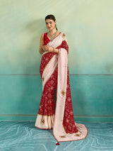 KcPc New Ajrakh Style Creap Silk Saree with Stone Work Saree STR