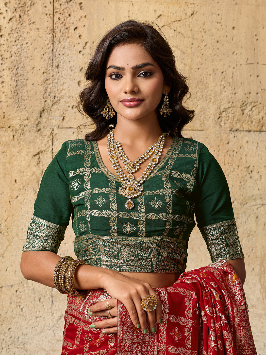 KcPc Designer Rajwadi style Gharchola Bandhej Sarees red pdm