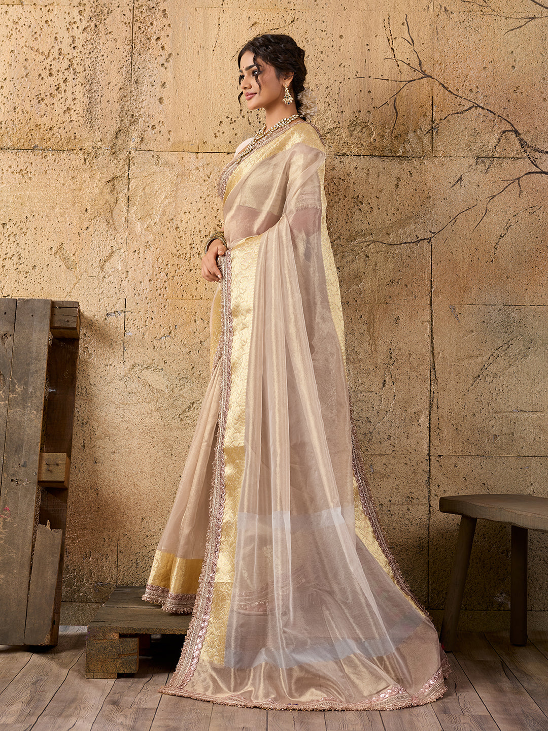 KcPc New Elegant Tari Border Tissue Silk Saree Janhvi Kapoor Inspired EditionAST