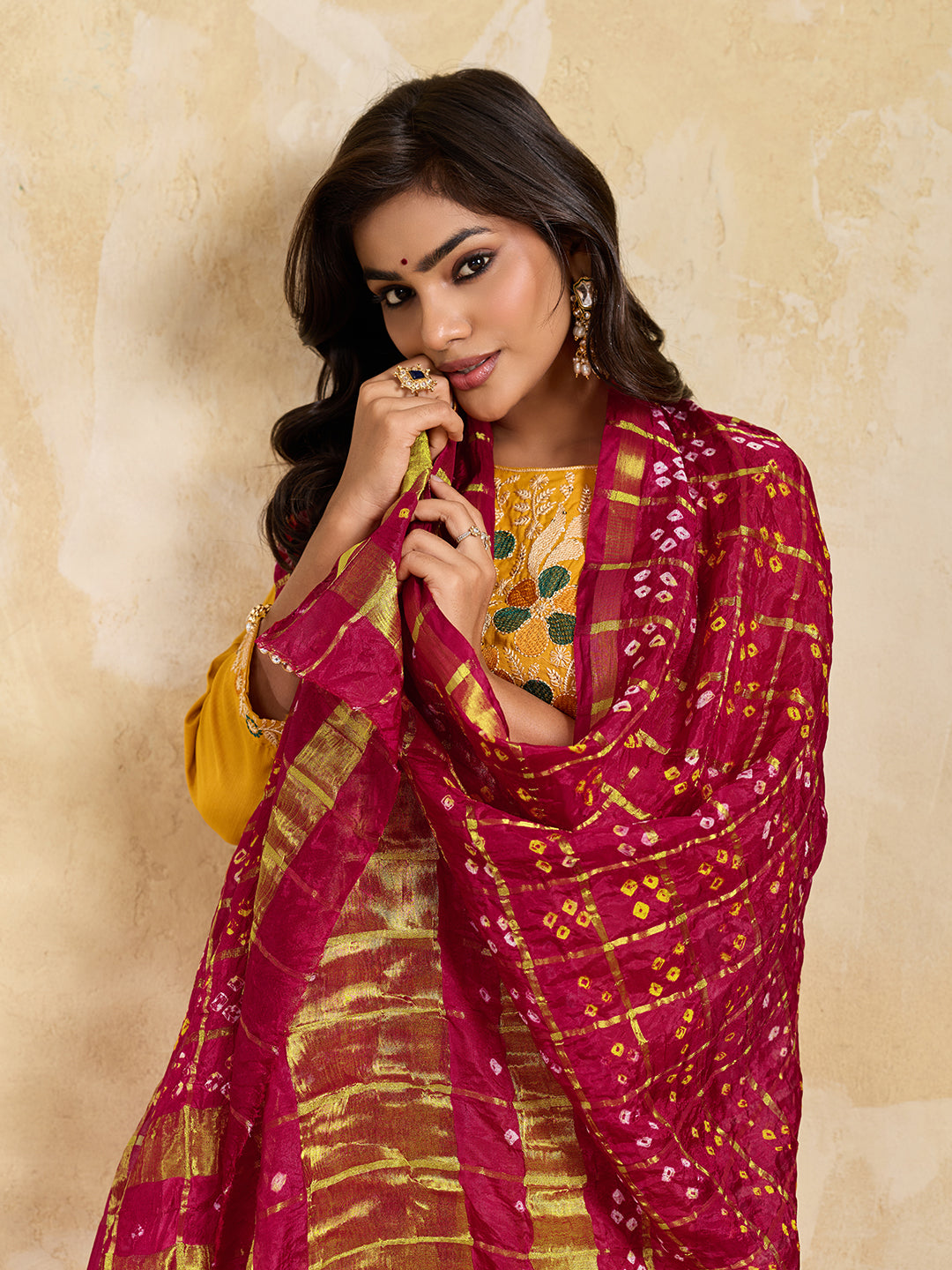 KcPc Premium Art Silk Bandhani Ghatchola Dupatta for Traditional Look