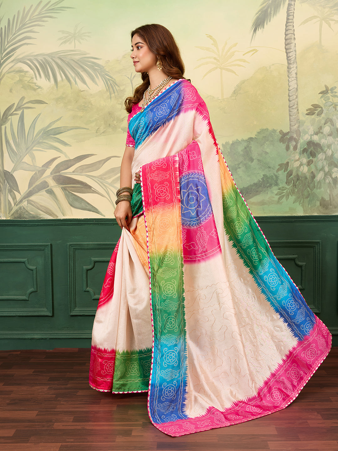 Buy Bandhani Saree With Casual Wear