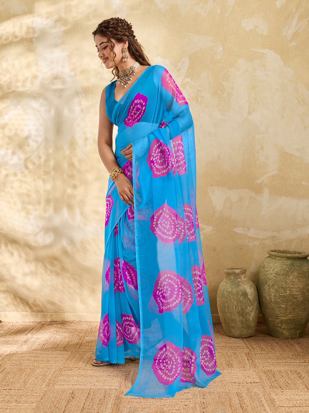 Rajwadi Bandhani Style saree under 500