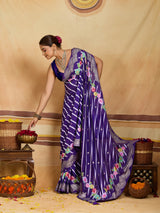 KcPc Premium Upada Silk Leheriya Saree with Zari WeavingPSP