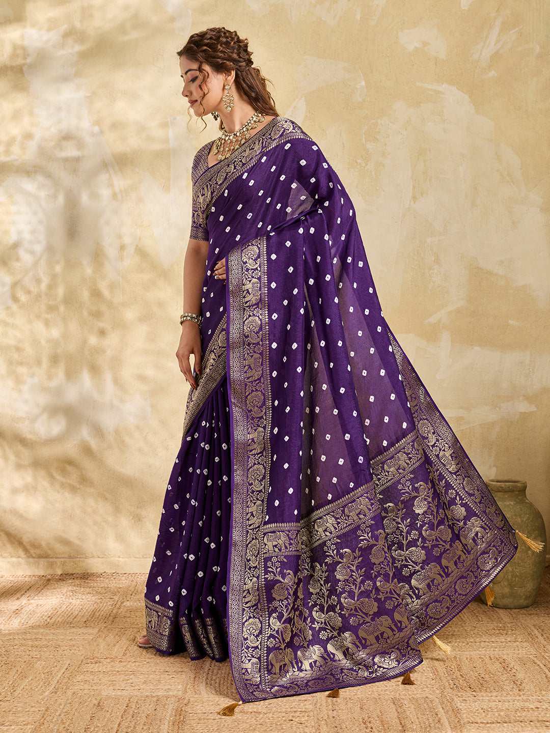 Buy New Elegant Bandhani Saree With Festive Wear KcPc