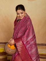 KcPc Premium Cotton Silk Zig Zag Saree with Zari Border STL
