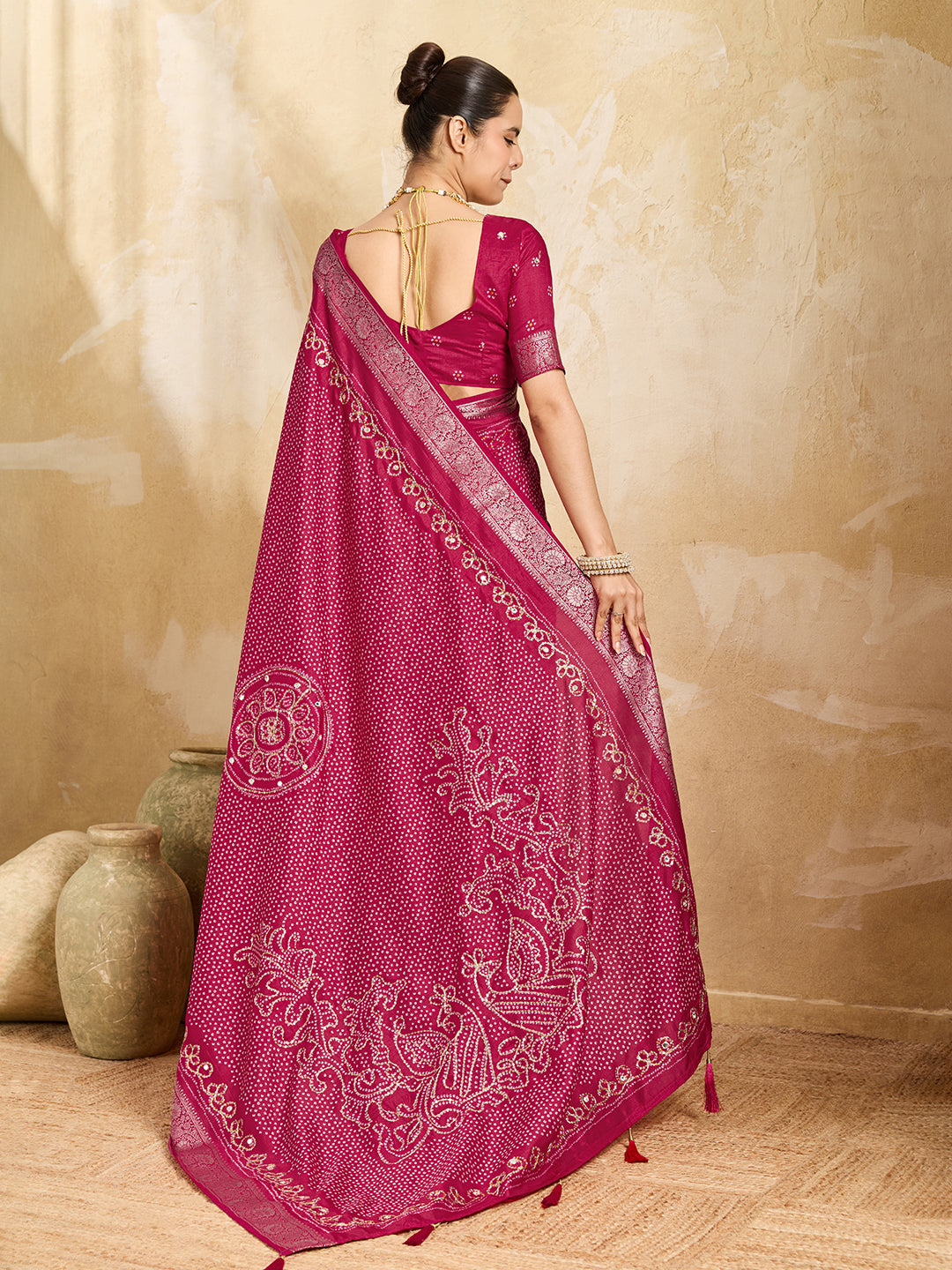 Pure Dola Silk saree in Bandhani style