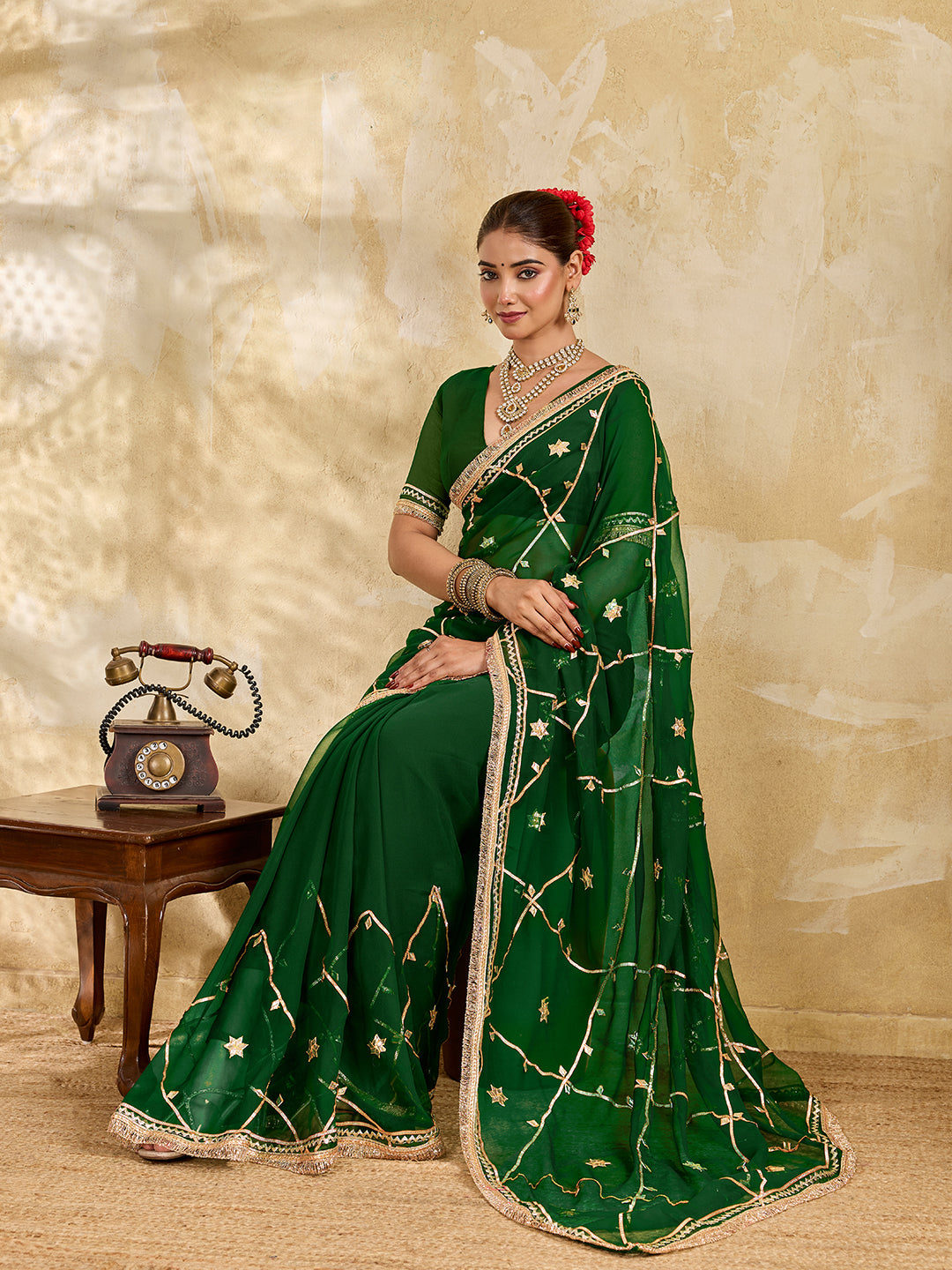 Buy Georgette Saree with Gota patti Work kcpc