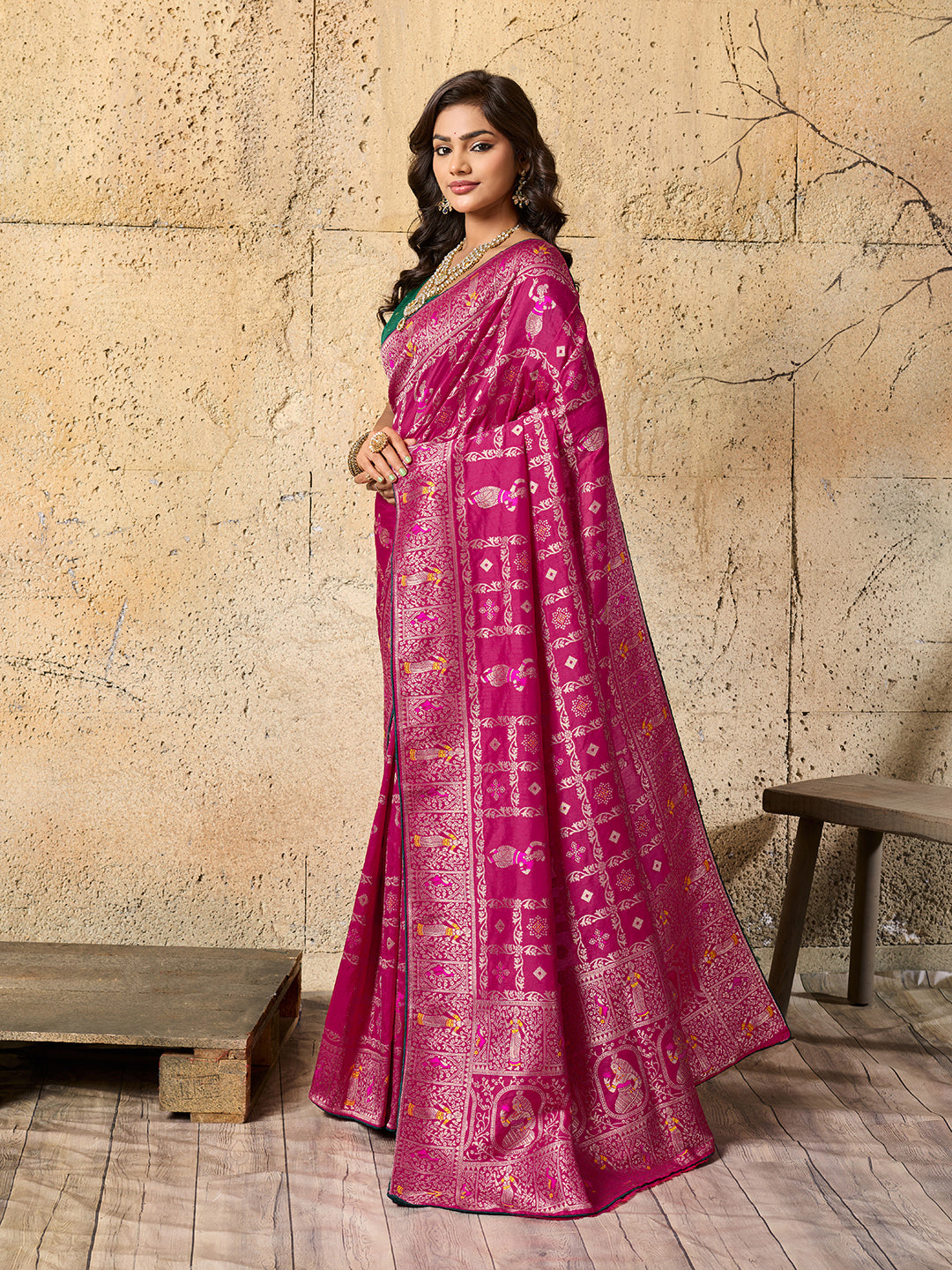 By Banarasi Saree With Traditional Wear