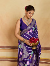 KcPc Premium Upada Silk Leheriya Saree with Zari WeavingPSP