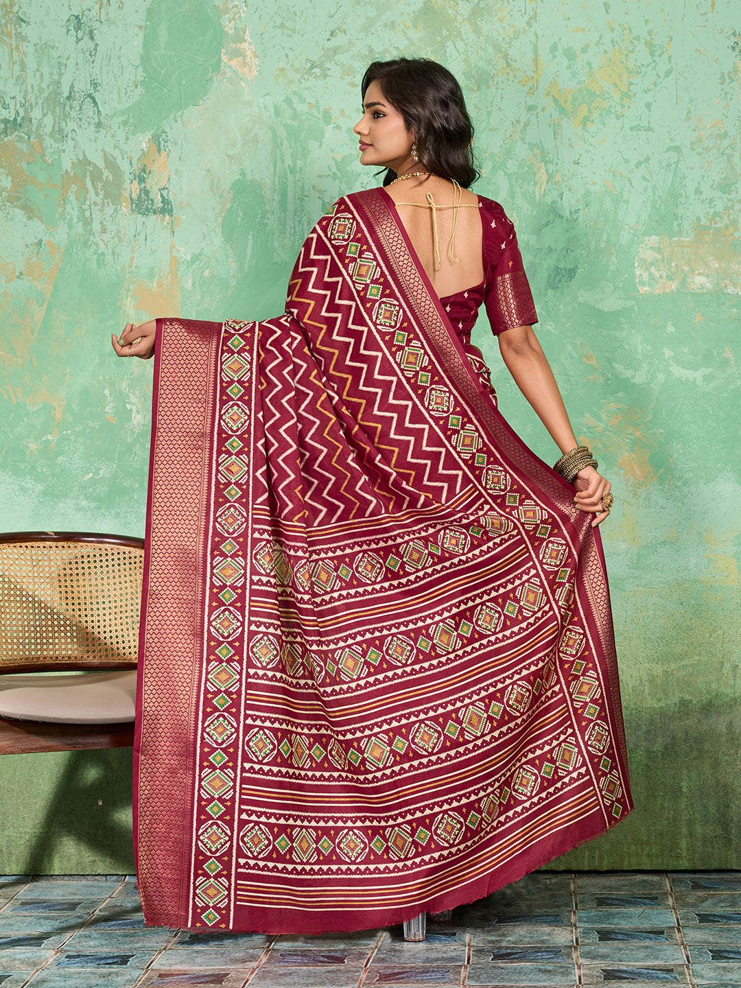 Buy New Launch Cotton Silk Printed Style With Daily Wear Pink Saree