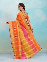 KcPc Pure Doria with zari design peacock design sareeRani OrangeSANA