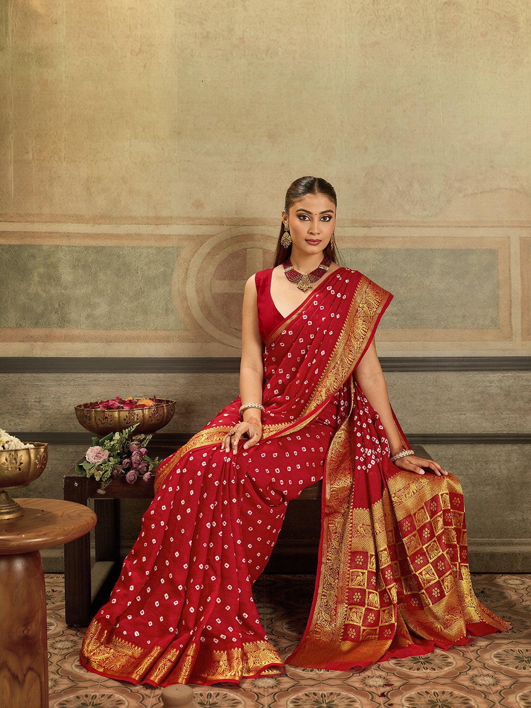 KcPc New Elegant Bandhani Charm Viscose Silk Saree with Zari Weaving Border RAJ