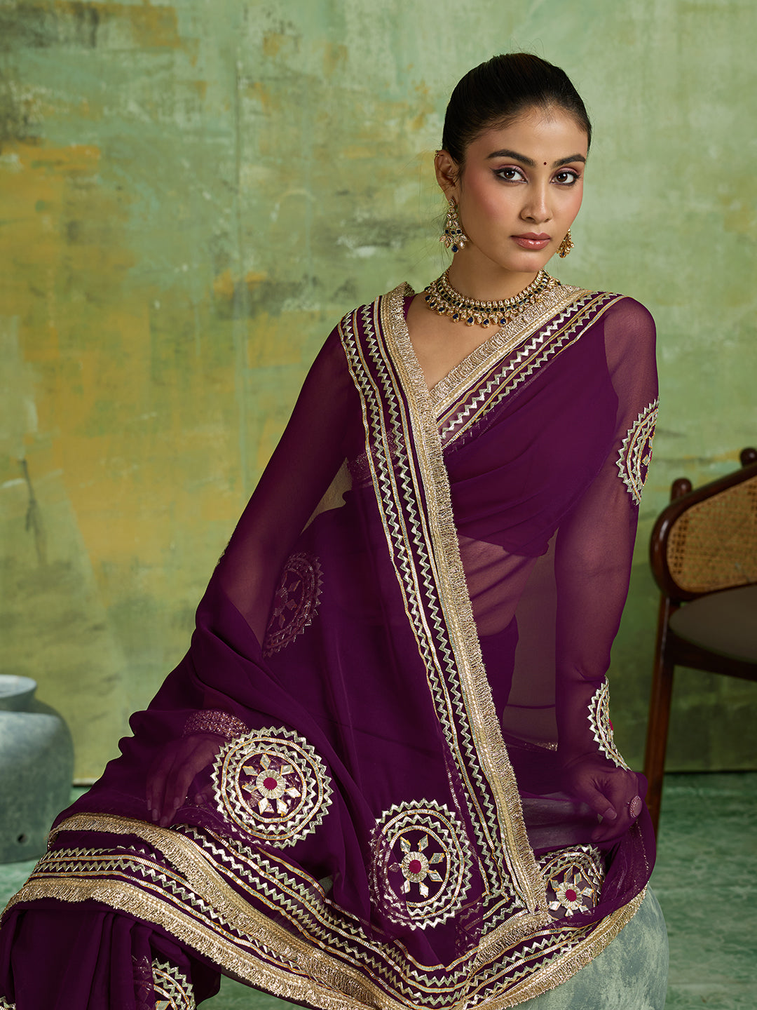 KcPc Premium Georgette Sarees with Elegant Gotapatti MHS
