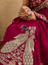 Buy Gaji Silk Saree with Heavy Embroidery Work Kcpc