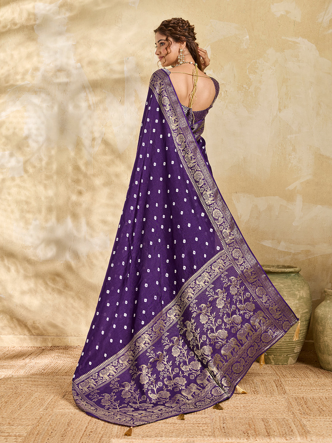 Buy New Elegant Bandhani Saree With Festive Wear KcPc