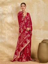 Buy Modal Bandhani Saree with Cutdana Work Kcpc image 3