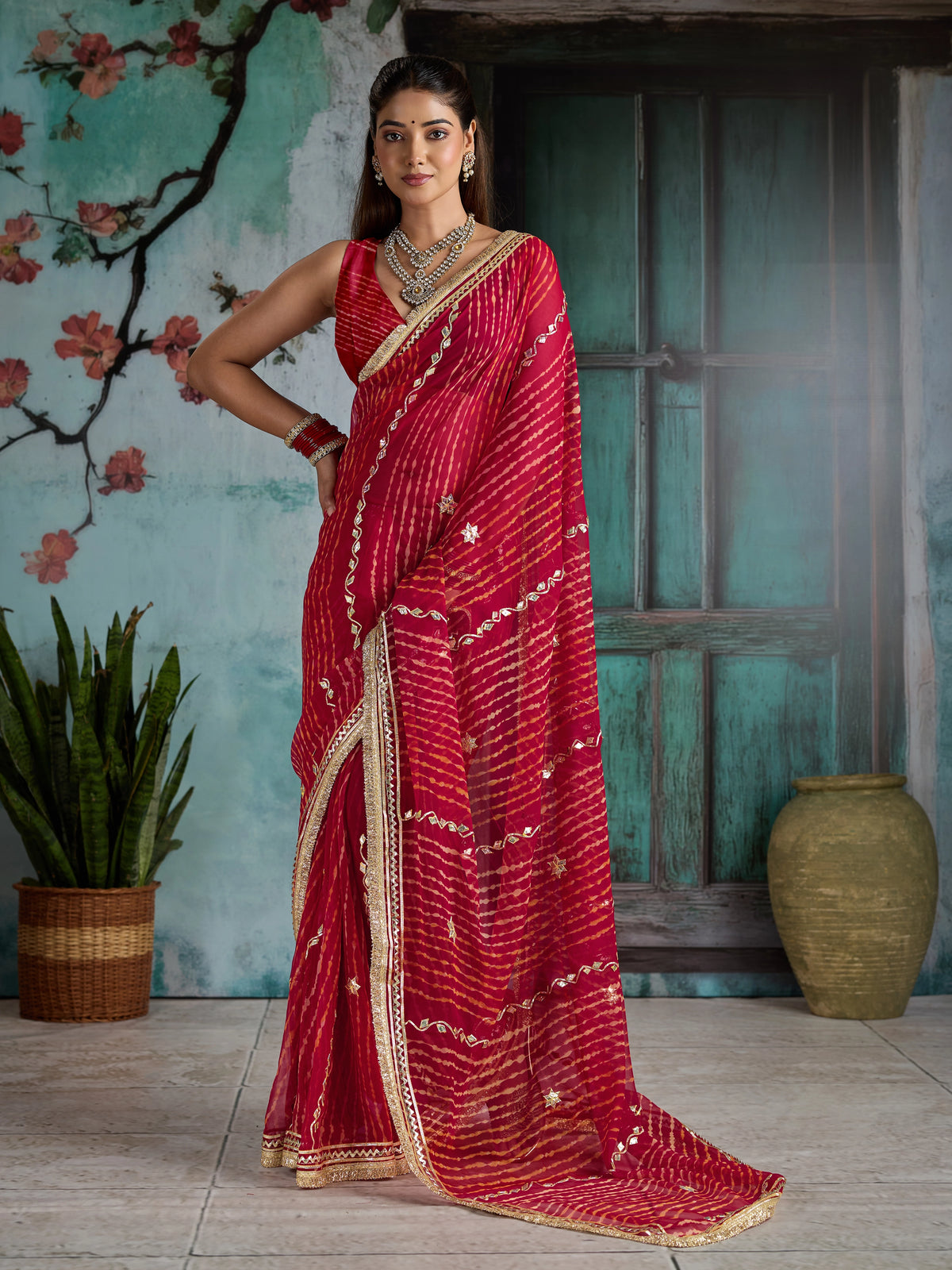 KcPc Royal Georgette Saree with Gotapatti Work MHS