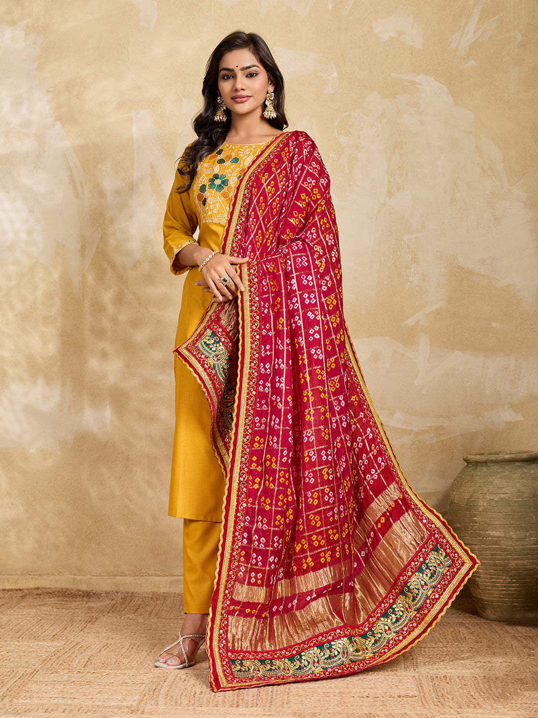 KcPc New Ghatchola Art Silk Bandhej Heavy Border DupattaZHR
