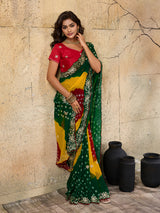 Buy Georgette Bandhani Saree With Festive Wear Kcpc