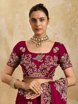 Buy Gaji Silk Saree with Heavy Embroidery Work Kcpc