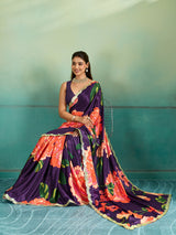 Gotapatti work Sarees in purple colour