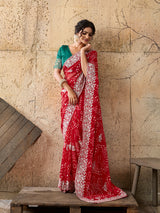 Buy Bandhani Saree With Elegant Peturn Work