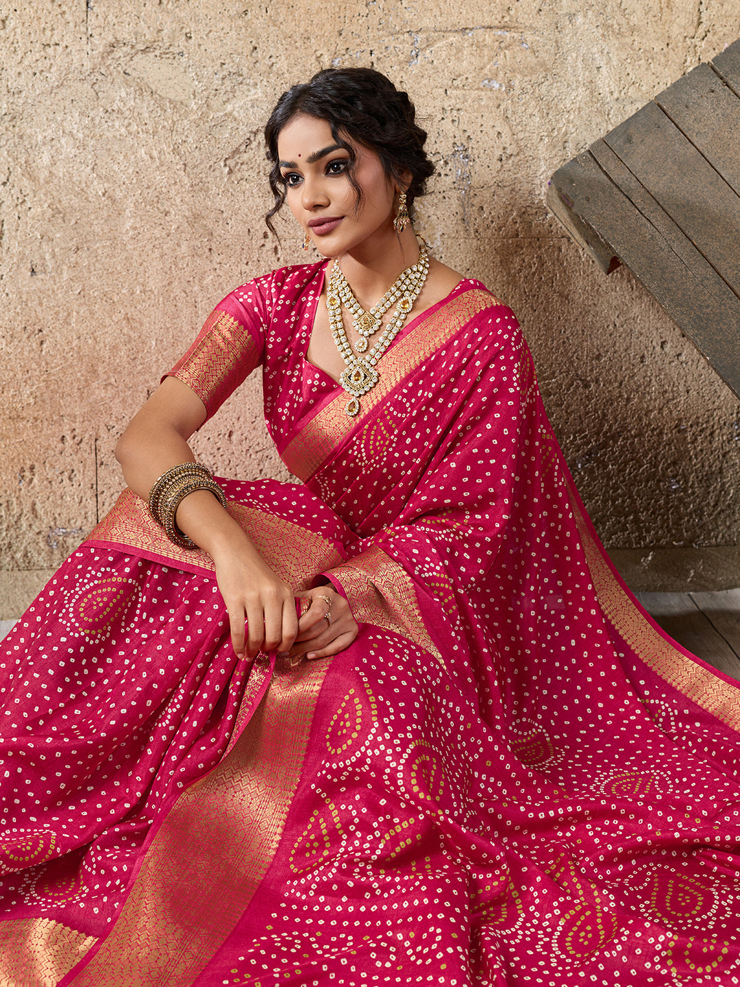 Cotton silk Ajrakh styleSaree under 1000