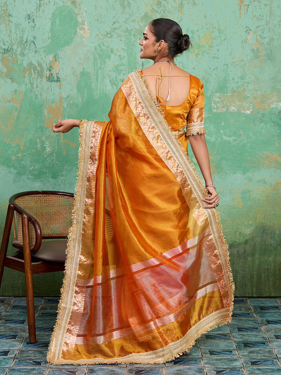 trending Tissue Silk saree in yellow colour
