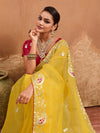 Bikaneri Kota Doria saree in yellow color