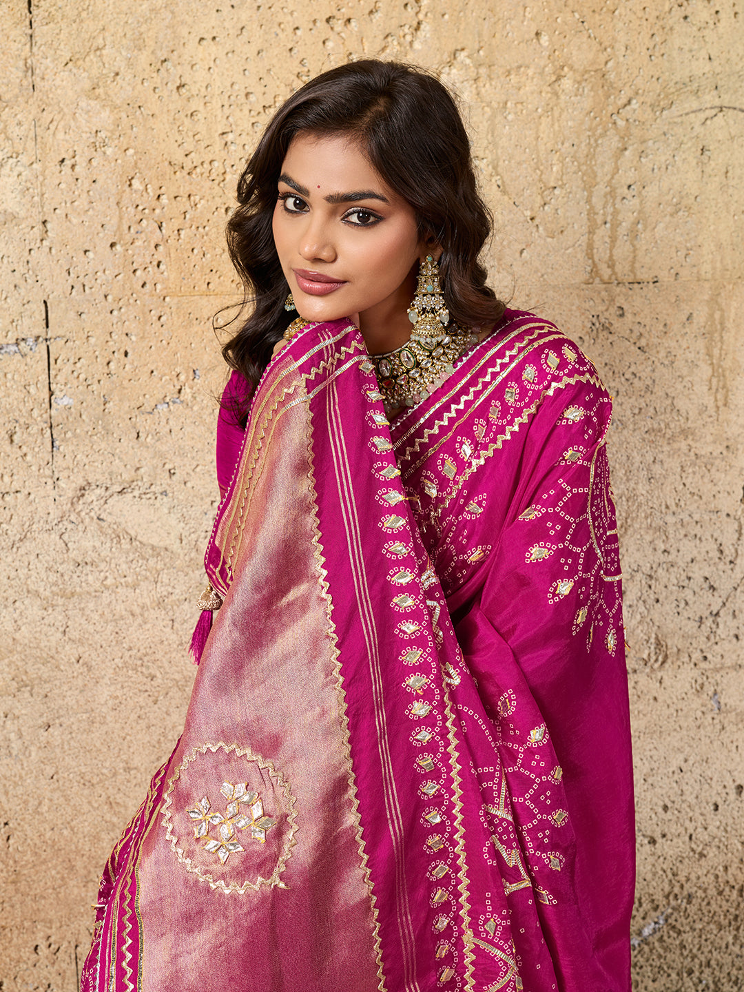 Buy Modal Silk Bandhani Style Saree Kcpc