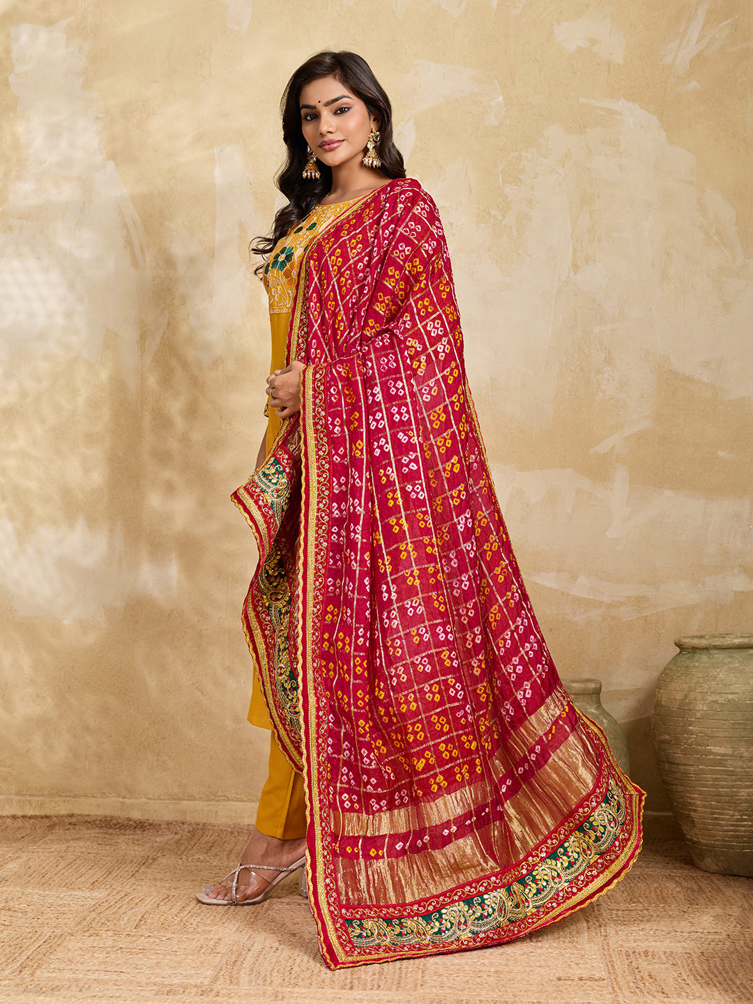 KcPc New Ghatchola Art Silk Bandhej Heavy Border DupattaZHR