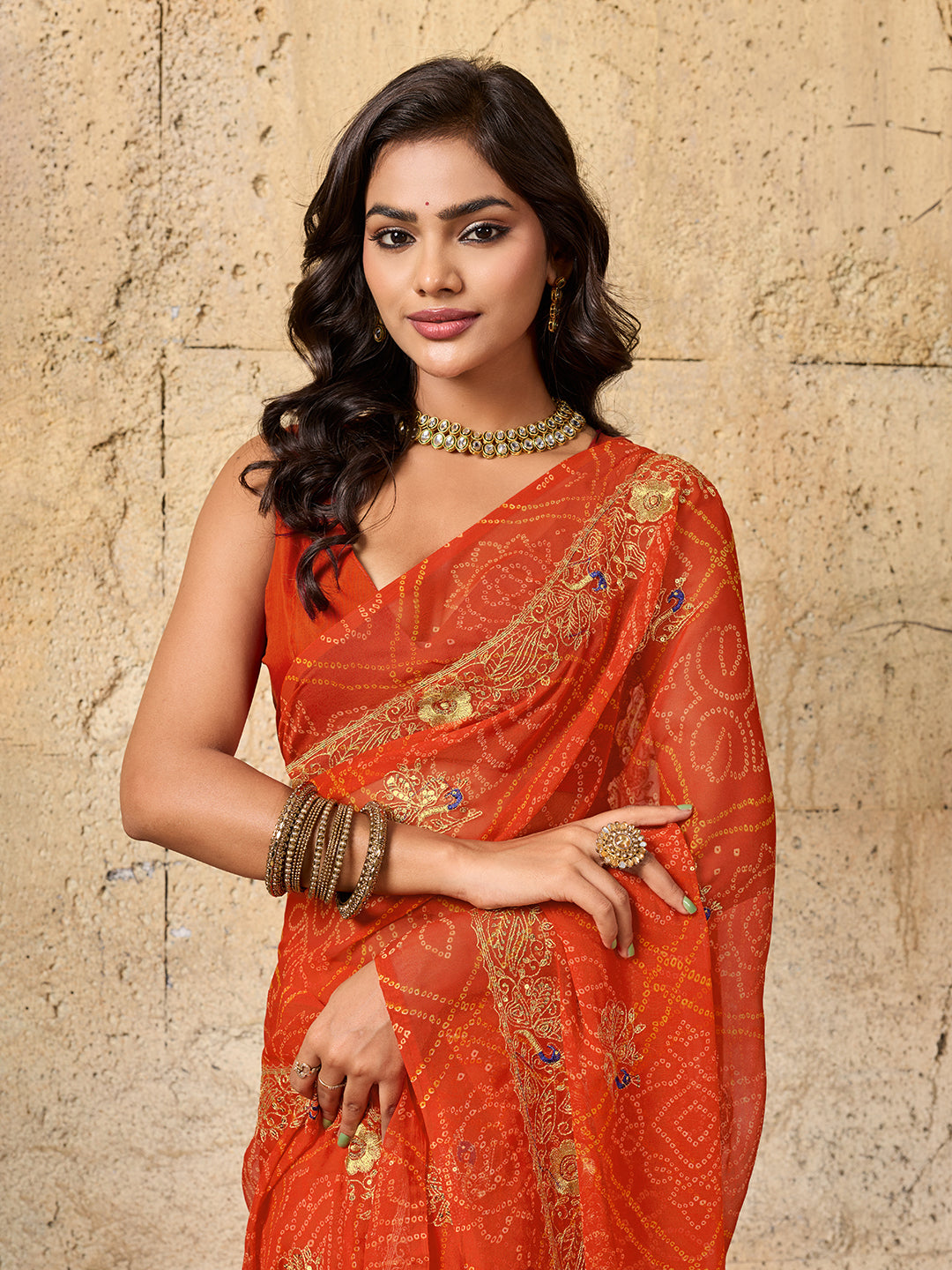 Buy latest Royal Bandhani Georgette Saree With Wedding Wear