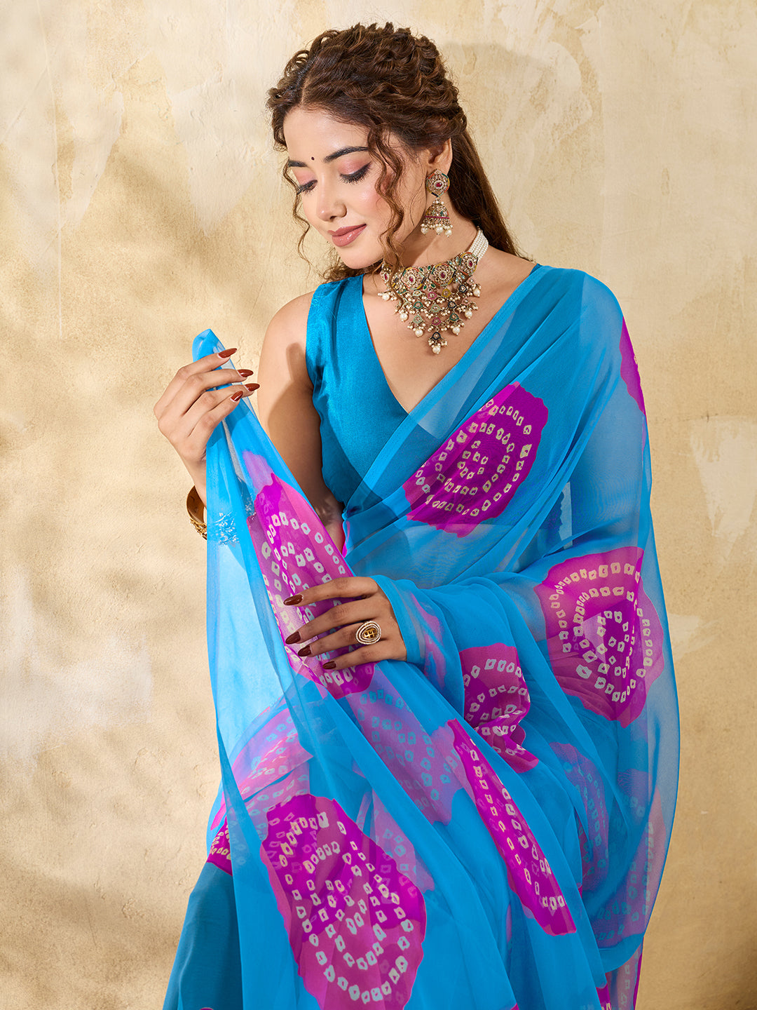 Rajwadi Bandhani Style saree under 500