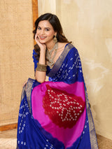 KcPc New Classic Bandhani Style Moss Chiffon Georgette Saree with Rich Zari Border KDN